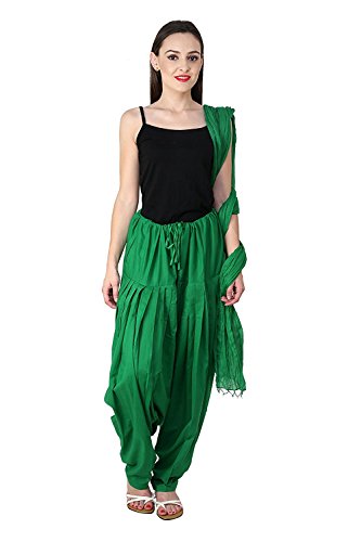 Yana Collection Women Free Size Full Cotton Plain Solid Patiala and Duptta Set (Dark Green Colour) - Image 3