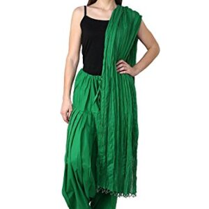 Yana Collection Women Free Size Full Cotton Plain Solid Patiala and Duptta Set (Dark Green Colour)