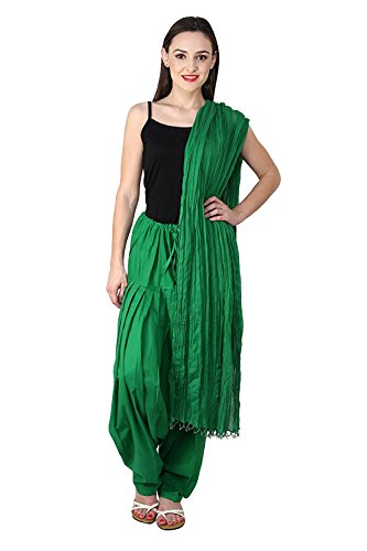 Yana Collection Women Free Size Full Cotton Plain Solid Patiala and Duptta Set (Dark Green Colour)