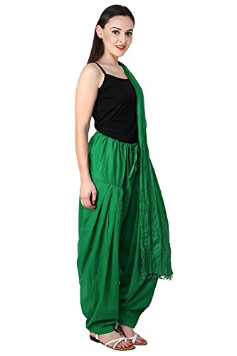 Yana Collection Women Free Size Full Cotton Plain Solid Patiala and Duptta Set (Dark Green Colour) - Image 4