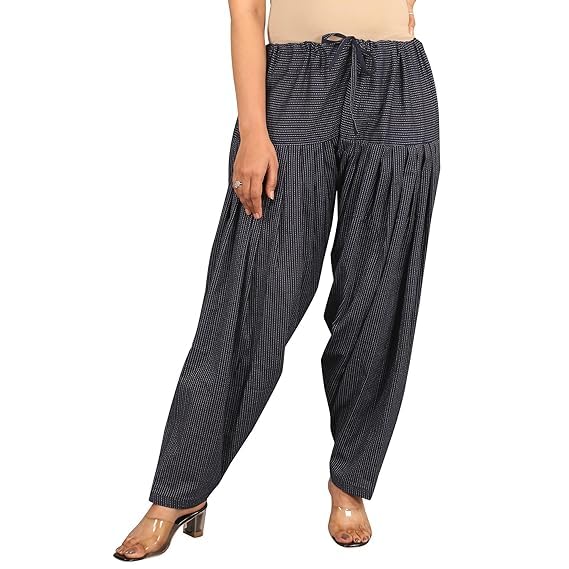 ABRAV Woman's Plain Cotton Dora Print Patiala Salwar|| Free Size || Plain Printed Patiala || Semi Patiala Pants||Printed Patiyala (Black) - Image 2