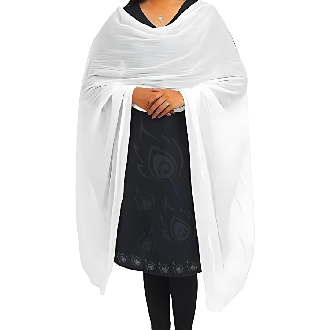 Women’s White Chiffon Dupatta – Lightweight & Soft Ethnic Shawl for Party, Wedding, Festival, and Casual Wear - Image 6