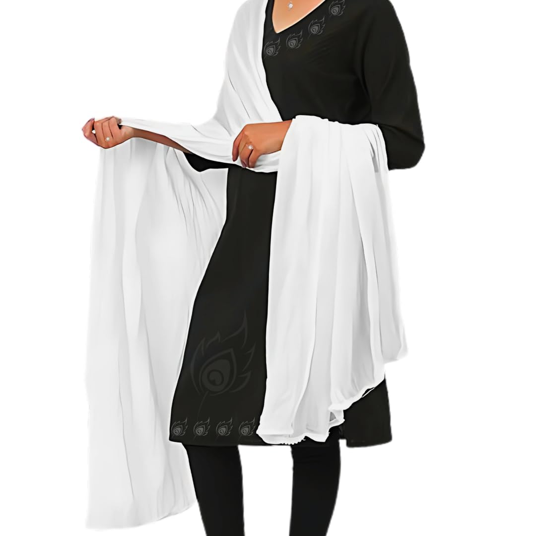 Women’s White Chiffon Dupatta – Lightweight & Soft Ethnic Shawl for Party, Wedding, Festival, and Casual Wear - Image 7