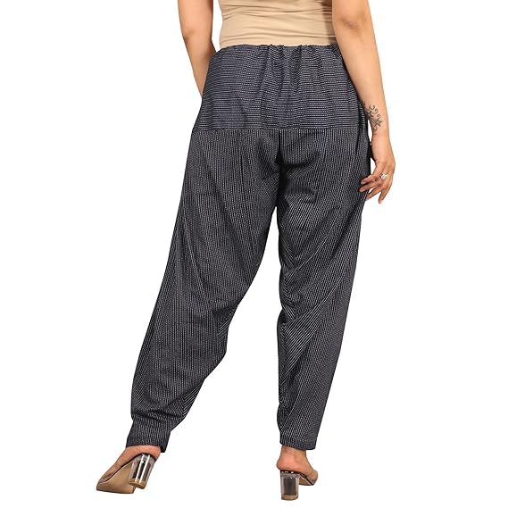 ABRAV Woman's Plain Cotton Dora Print Patiala Salwar|| Free Size || Plain Printed Patiala || Semi Patiala Pants||Printed Patiyala (Black)