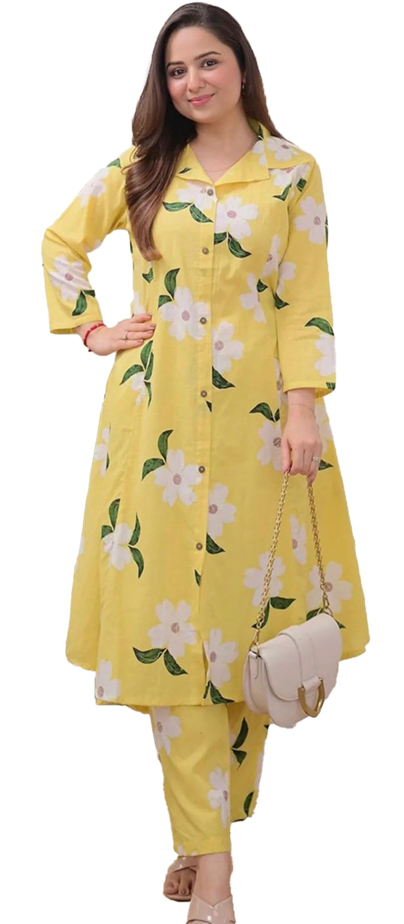 Pujia Mills Woman Kurta Set || Casual wear Cotton Co-ord Set for Summer || Latest Collection of Kurti Set 2025 || Ladies Cotton Kurti with Pocket Pant Yellow