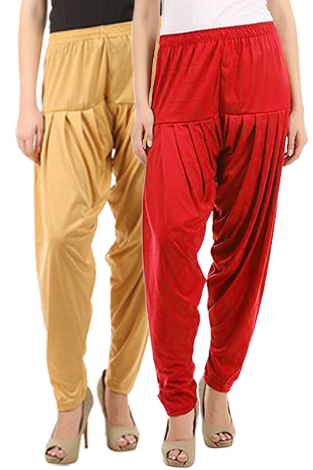 Buy That Trendz Women's Regular Fit Cotton Harem Pant (098D8-DSkn Combo 2 Patiala Red_Dark Skin, Red_M) - Image 6