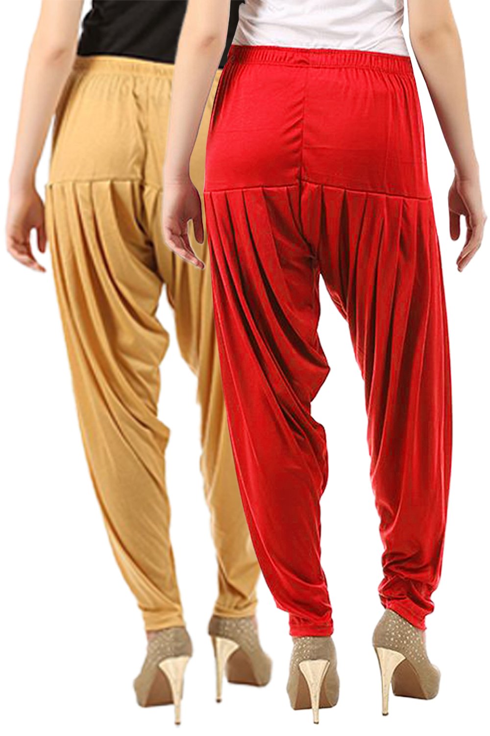 Buy That Trendz Women's Regular Fit Cotton Harem Pant (098D8-DSkn Combo 2 Patiala Red_Dark Skin, Red_M) - Image 5