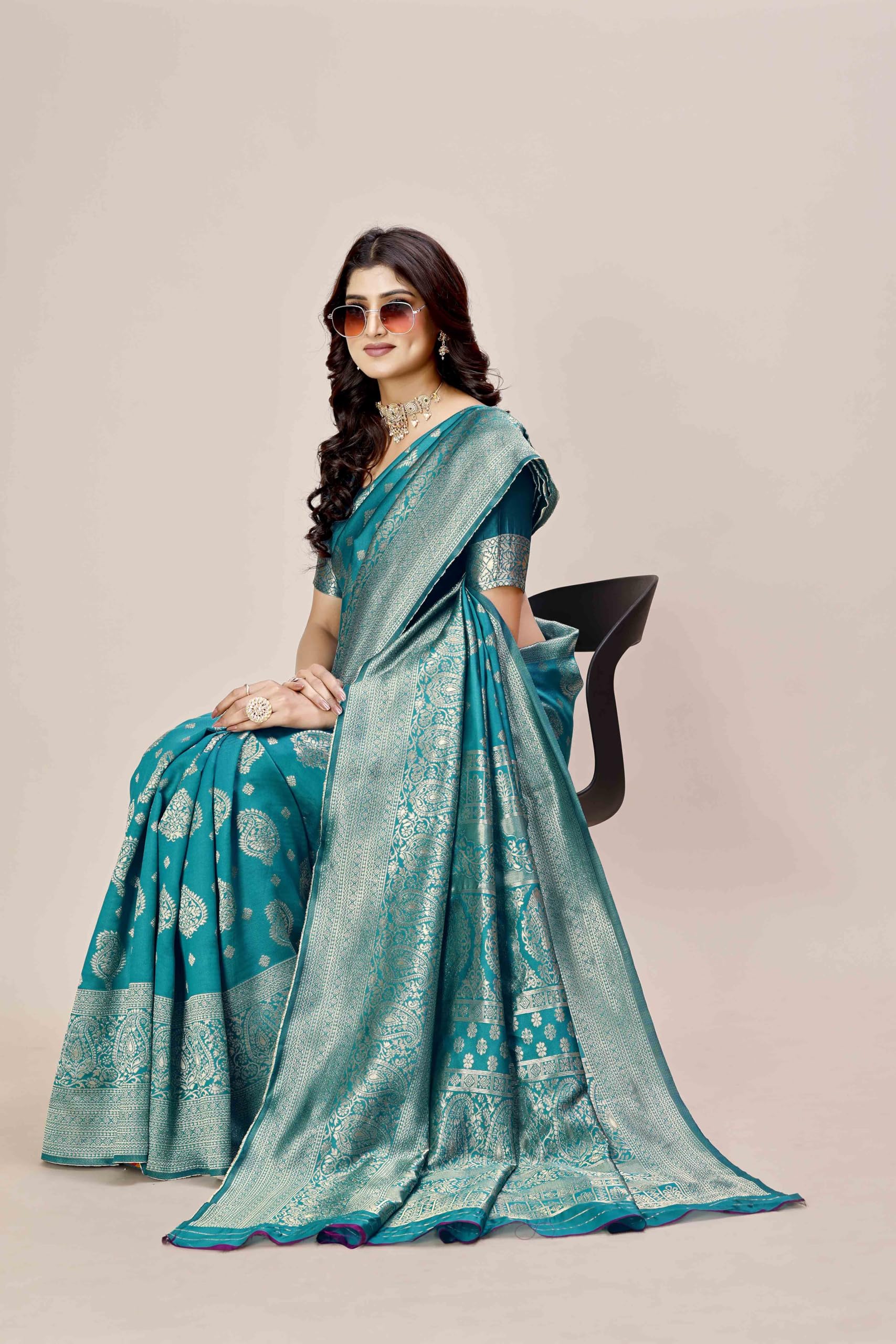 Shasmi Women's Banarasi Saree Pure Kanjivaram Silk Saree Soft new ladies 2025 Design Wear Pattu Sarees Latest Party Sari collections With Blouse Piece for Wedding sadi (PARI-218 RAMA) - Image 5