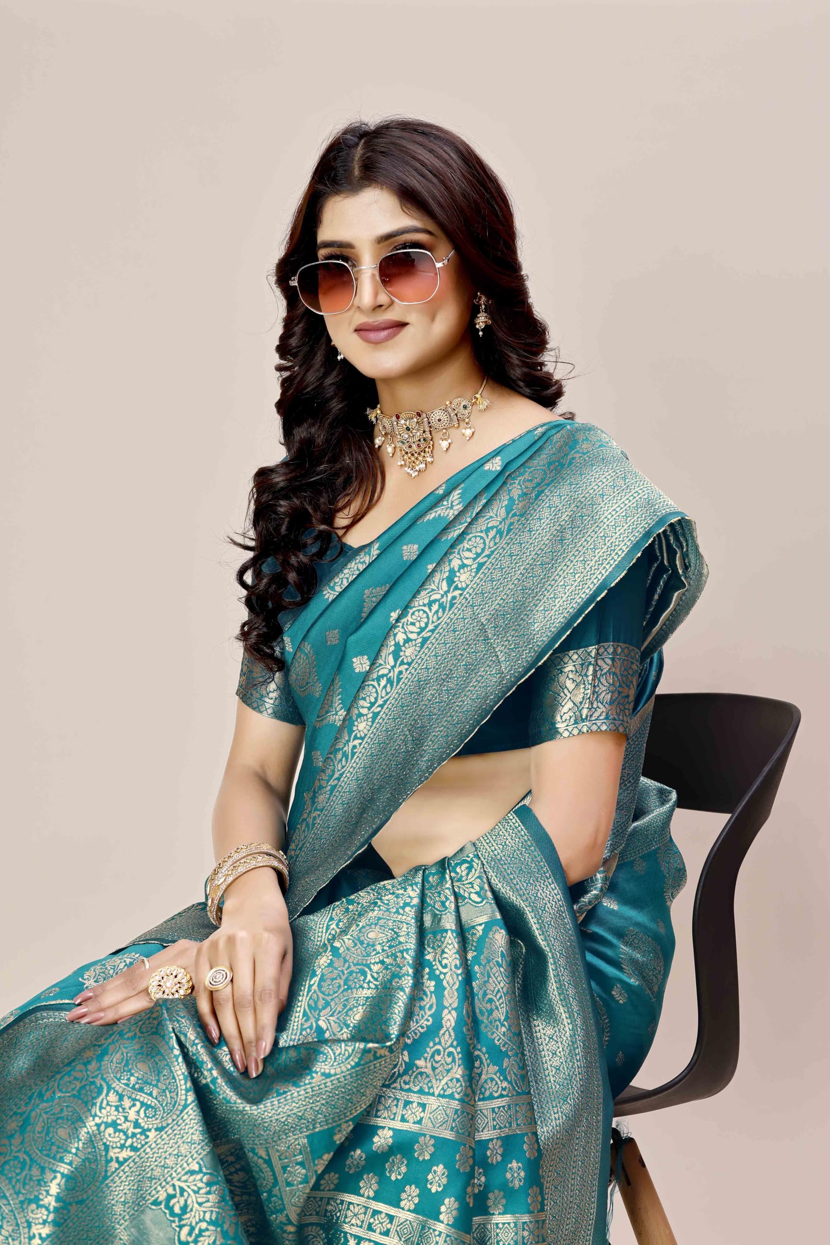 Shasmi Women's Banarasi Saree Pure Kanjivaram Silk Saree Soft new ladies 2025 Design Wear Pattu Sarees Latest Party Sari collections With Blouse Piece for Wedding sadi (PARI-218 RAMA) - Image 4