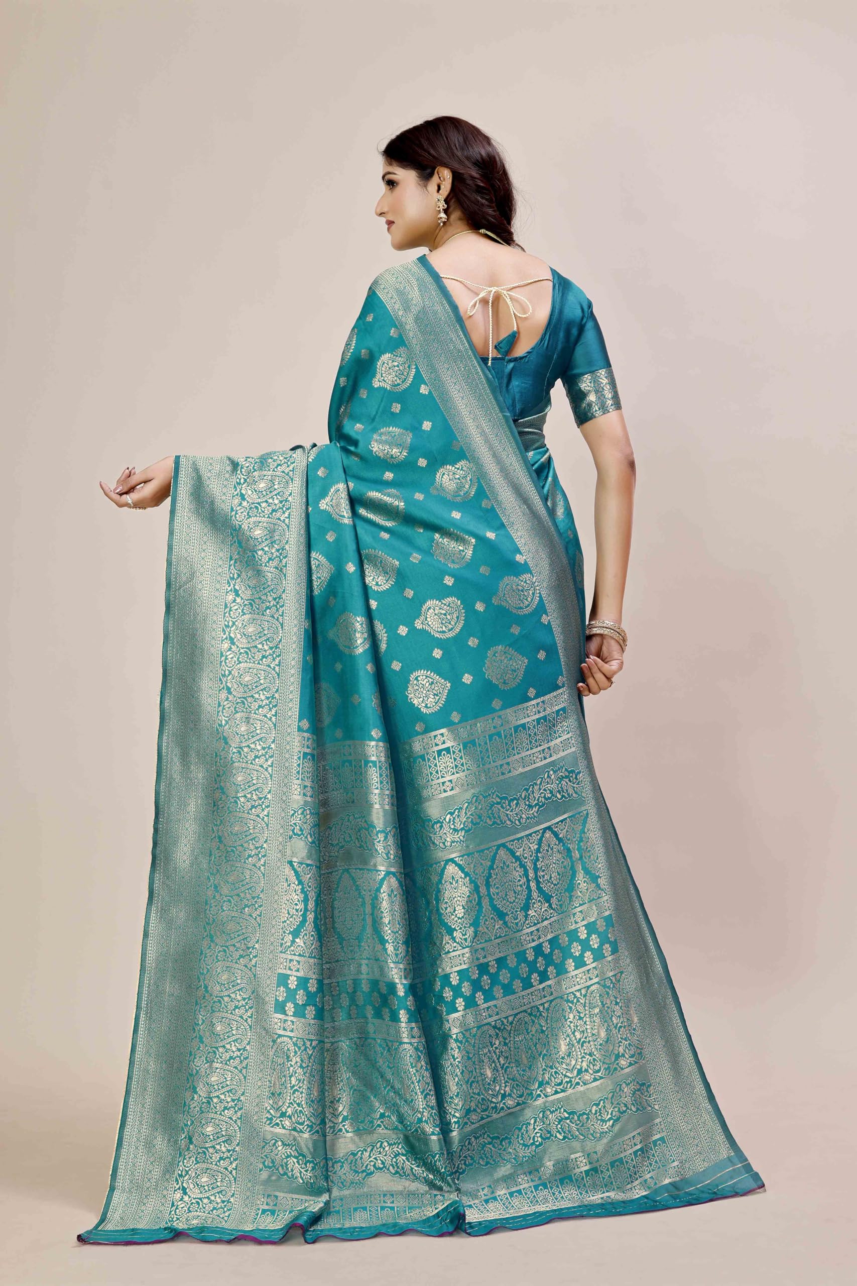 Shasmi Women's Banarasi Saree Pure Kanjivaram Silk Saree Soft new ladies 2025 Design Wear Pattu Sarees Latest Party Sari collections With Blouse Piece for Wedding sadi (PARI-218 RAMA) - Image 2