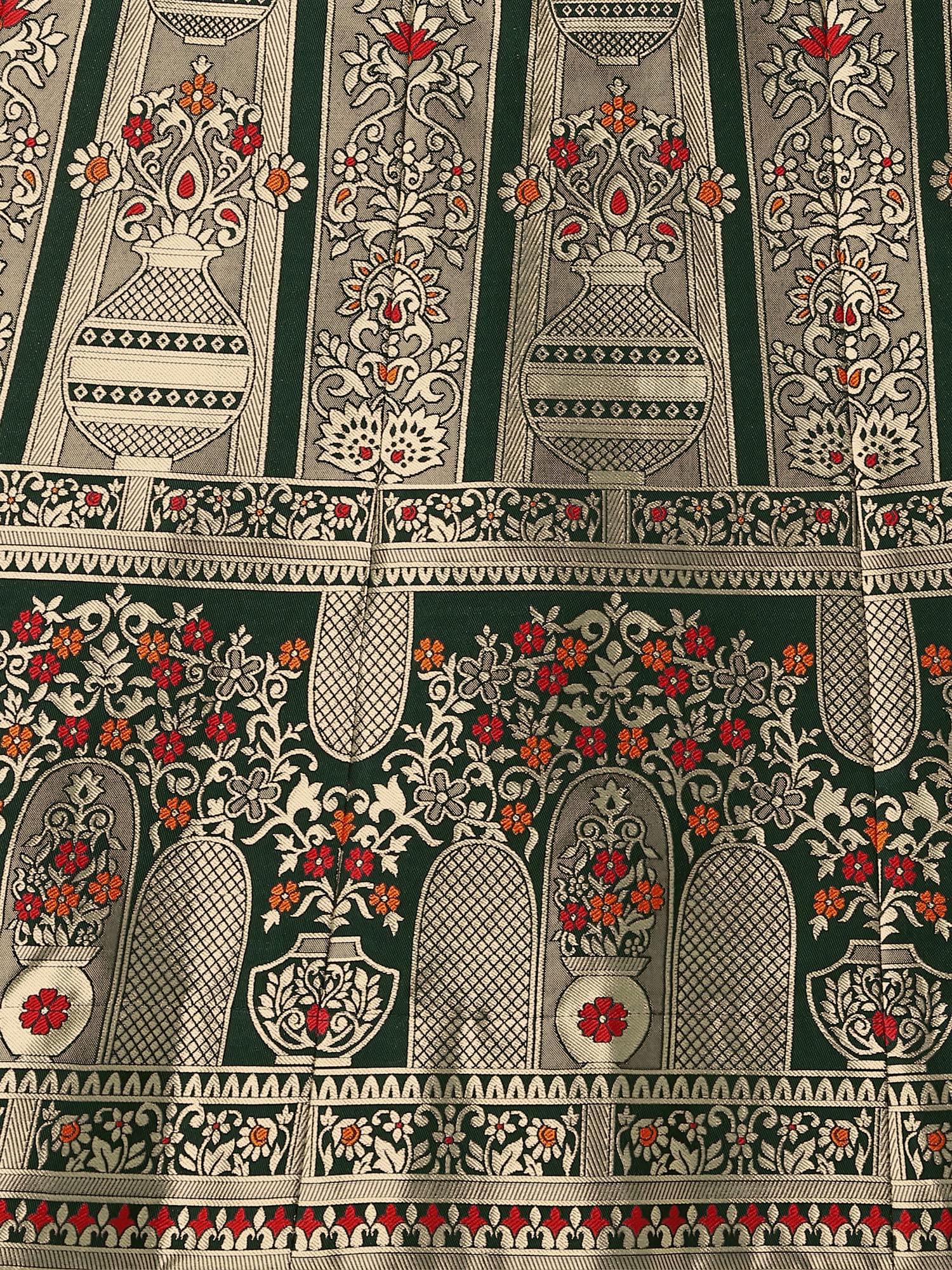 PURVAJA Women's Jacquard Semi-Stitched Lehenga choli (Kumbh-D-Green_Green_Free Size) - Image 3