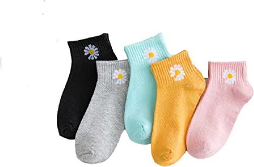 FOXSTON Womans & Girls Printed Ankle Length Cotton Socks (Pack of 5, Multicolor)