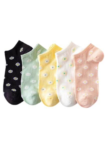 FOXSTON PRINTED ANKLE SOCKS FOR WOMANS & GIRLS (Pack of 5, Multicolor)