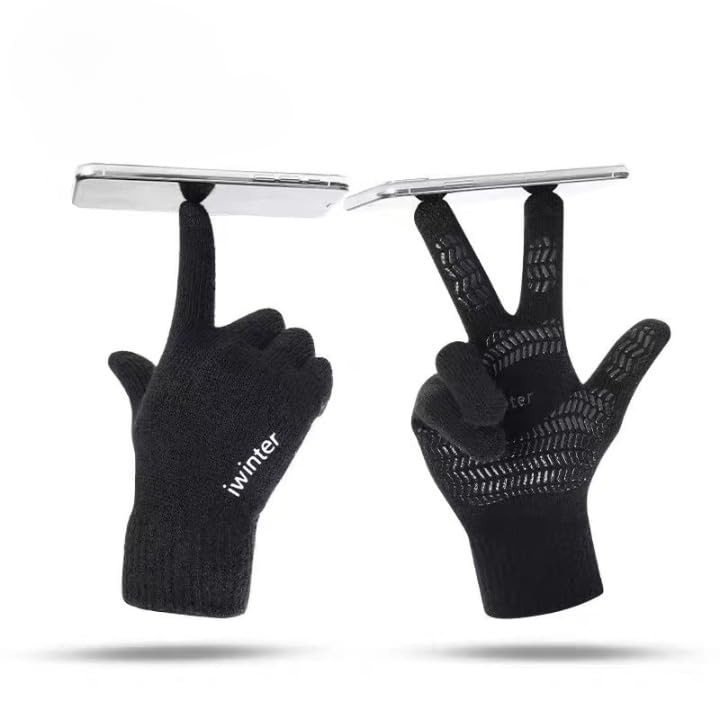 Richmen Winter Gloves for Women Fashion Knitted Hand Gloves | Soft Acrylic Wool Half Finger Warm Mitten Gloves for Boys and Girls Fingerless Rabbit Ears Glove (V Black) - Image 5