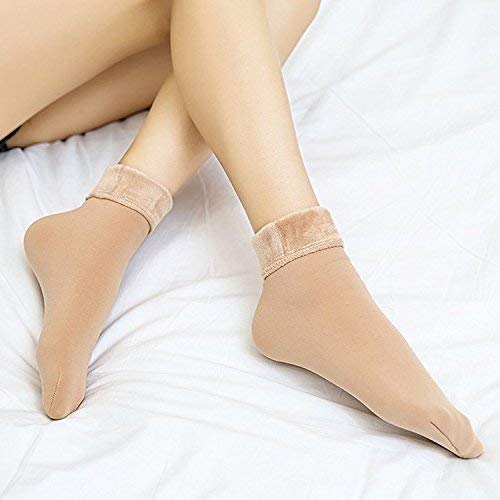 Kyron Fashions Women Soft Cozy Warm Fleece Lined Thick Winter Woolen Snow Velvet Ankle Length Socks With Thermal Casmere Fur, Cream - Image 3