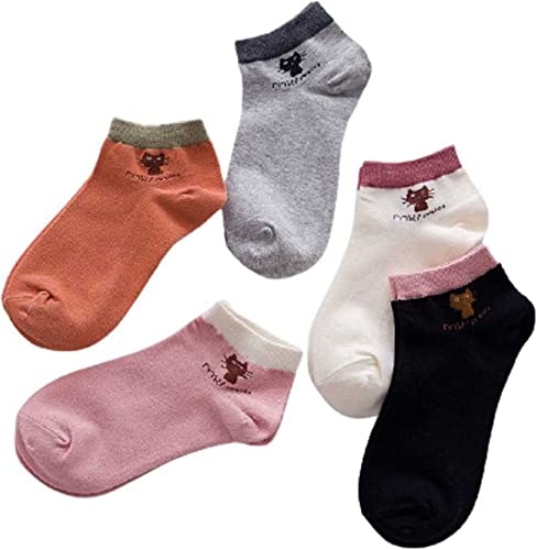 FOXSTON Ladies & Woman Printed Ankle Cotton Socks (Pack of 5, Multicolor)