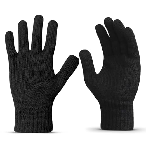 TEKCOOL Hand Gloves for Men & Women Winter Glove for Men Woolen Knitted for Women and Mens Thermal Wear Unisex Winter Warm Gloves for Womens Winters Wear Unisex Hands Glove for Driving - Black 1Pair - Image 7