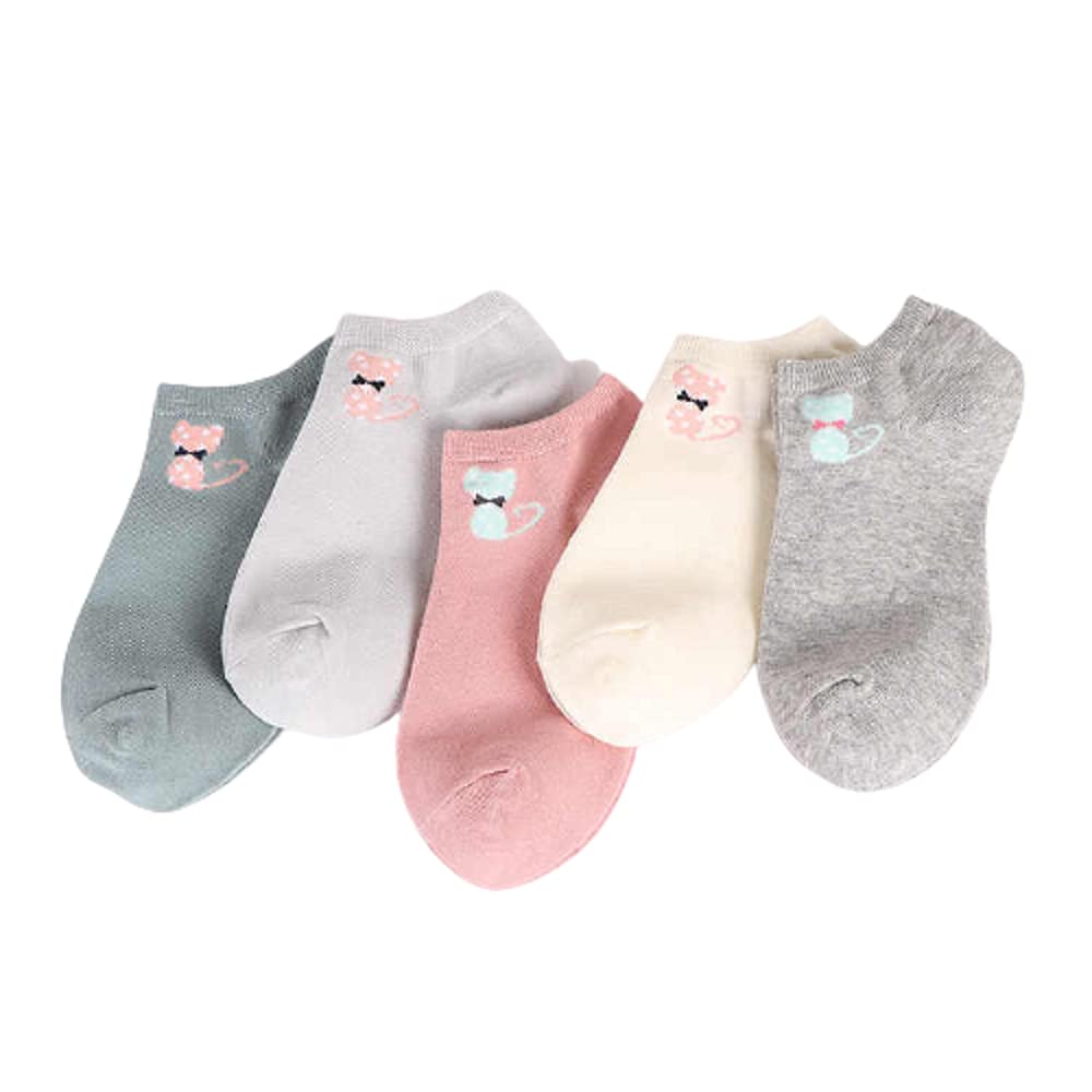 FOXSTON GIRLS & WOMANS ANKLE PRINTED COTTON SOCKS(PACK OF 05)