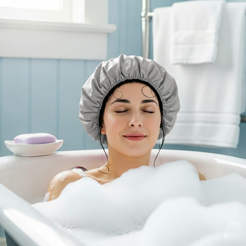 Zenittree Reusable Shower Cap (Set of 1) for Men & Women | Lightweight, Comfortable & Daily Uses Shower Caps | Eco-Friendly Bath Cap for Home, Hotel, Spa, Salon & Bathroom (Grey) - Image 5