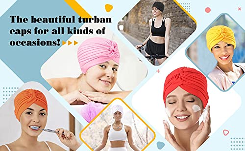Run India Polyester Stretch Turbans Head Beanie Cover Twisted Pleated Headwrap Hair Cover Beanie Hats For Women Girls (Black), Free Size - Image 3