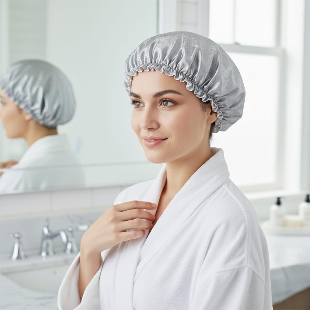 Zenittree Reusable Shower Cap (Set of 1) for Men & Women | Lightweight, Comfortable & Daily Uses Shower Caps | Eco-Friendly Bath Cap for Home, Hotel, Spa, Salon & Bathroom (Grey) - Image 7