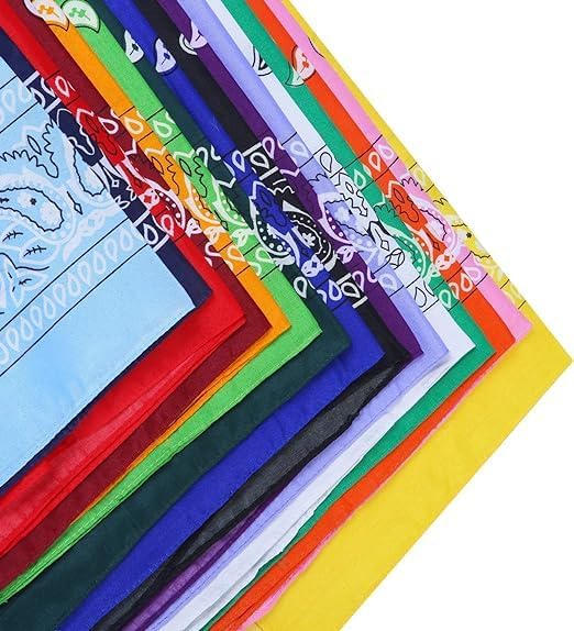 Handkerchief 100% Cotton Novelty Printed || Paisley Cowboy Headwear Turban Helmet Bandana Multi-Purpose Party Outdoor Favor Scarf Headband Handkerchiefs Balaclavas for Men Women (1 NEW BLACK PRINTED) - Image 2