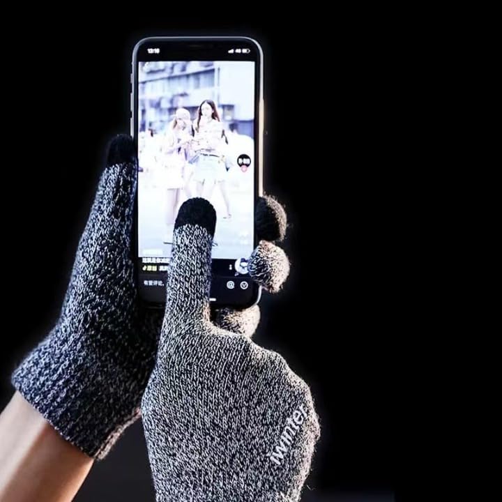 Richmen Winter Gloves for Women Fashion Knitted Hand Gloves | Soft Acrylic Wool Half Finger Warm Mitten Gloves for Boys and Girls Fingerless Rabbit Ears Glove (V Black) - Image 3