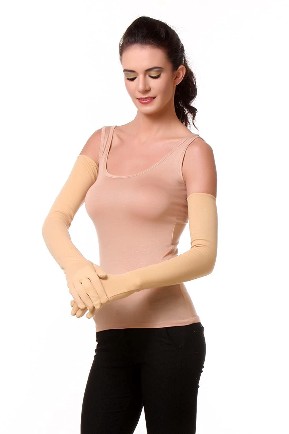 London Paree Women’s Cotton Full Arm Sun Protection Gloves – UV Protection, Anti-Tan Driving Gloves for Summer – Soft, Breathable Fabric (Free Size, Black) - Image 4