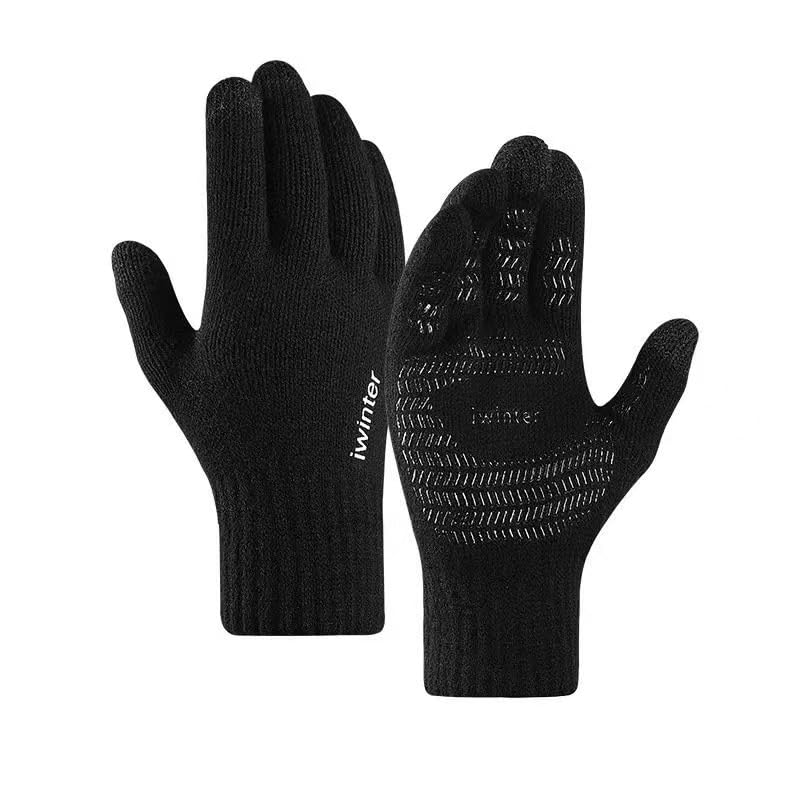 Richmen Winter Gloves for Women Fashion Knitted Hand Gloves | Soft Acrylic Wool Half Finger Warm Mitten Gloves for Boys and Girls Fingerless Rabbit Ears Glove (V Black)