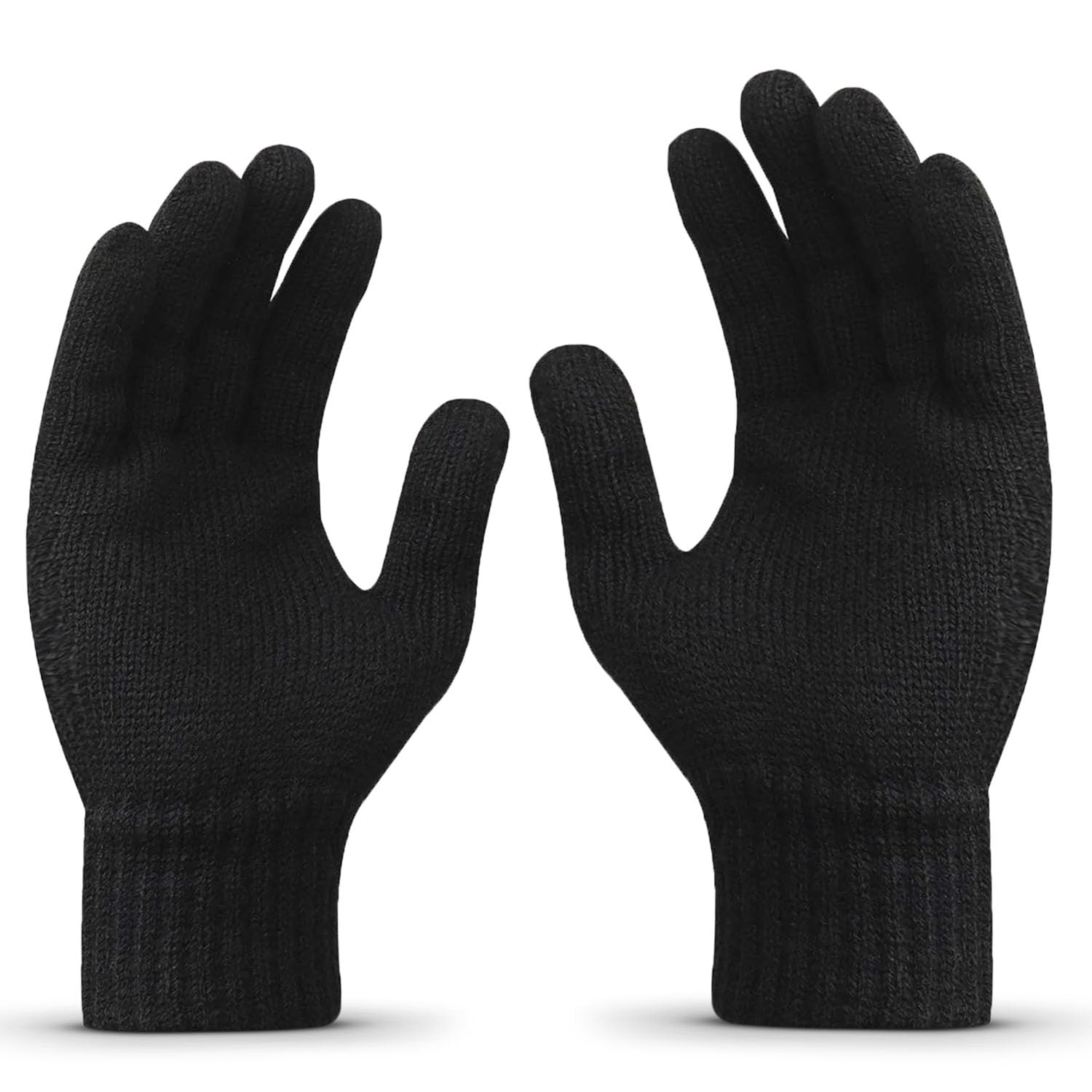 TEKCOOL Hand Gloves for Men & Women Winter Glove for Men Woolen Knitted for Women and Mens Thermal Wear Unisex Winter Warm Gloves for Womens Winters Wear Unisex Hands Glove for Driving - Black 1Pair