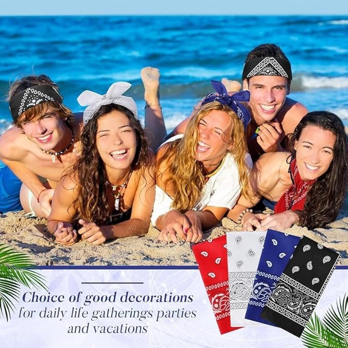 Handkerchief 100% Cotton Novelty Printed || Paisley Cowboy Headwear Turban Helmet Bandana Multi-Purpose Party Outdoor Favor Scarf Headband Handkerchiefs Balaclavas for Men Women (1 NEW BLACK PRINTED) - Image 6