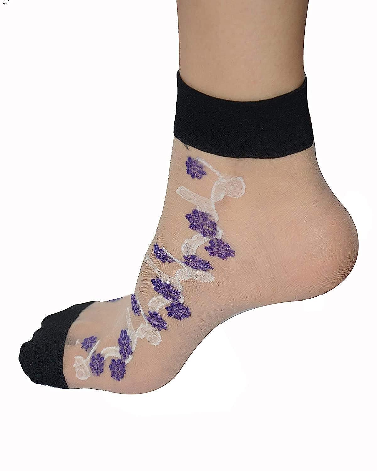 HRBS Ankle Ultra Thin Transparent Net Socks for Women with Thumb (Pack of 2) Nylon Printed Ankle Length Socks For Womens/Girls/Ladies- Note- Pattern or Design may vary - Image 7