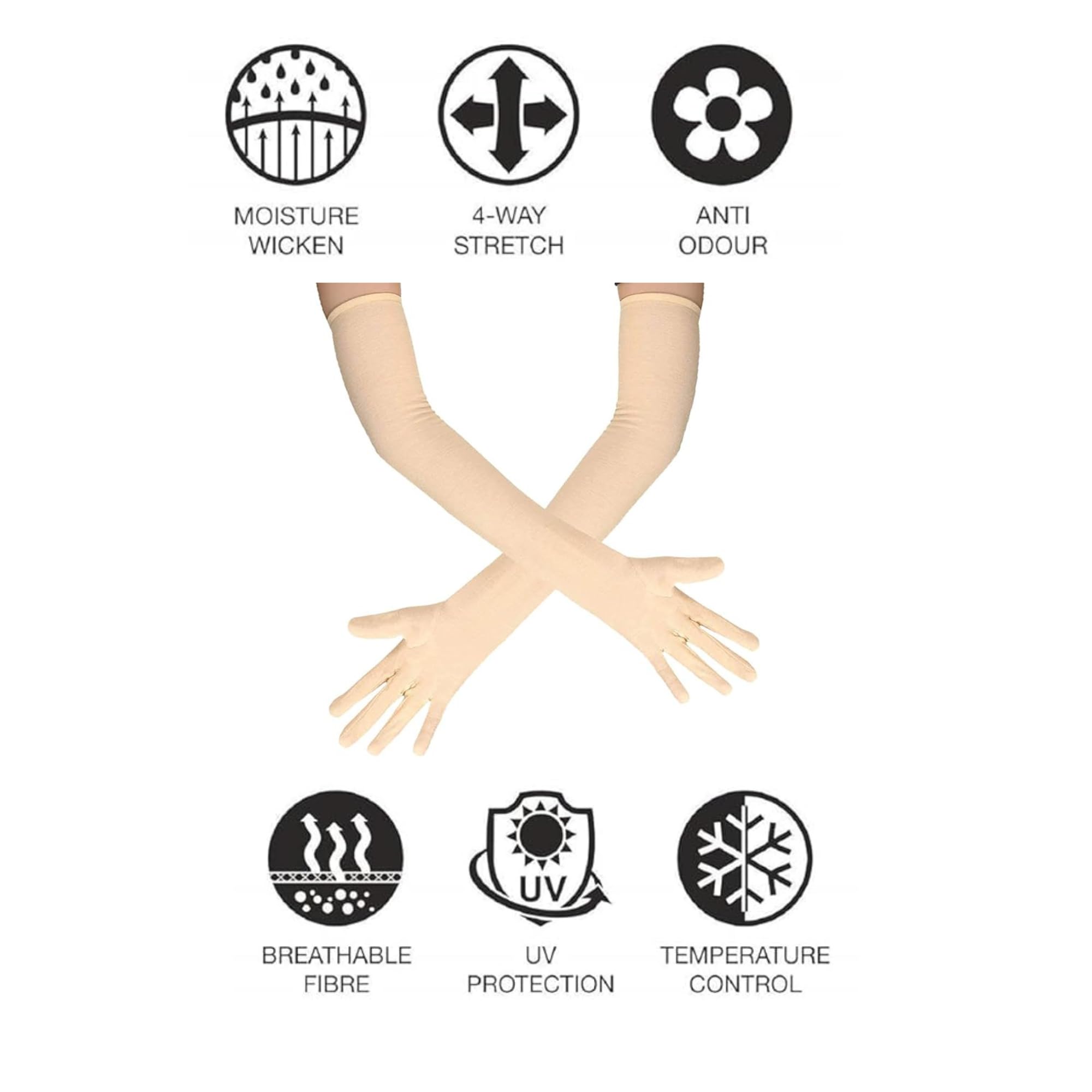 Women Cotton Full Hand Driving Gloves for Scooty & Bike Riding | UV Sun Protection Hand Gloves for Cycling, Hiking & Outdoor Activities | Dust, Pollution & Tanning Protection (Pack of 1) (Beige) - Image 3