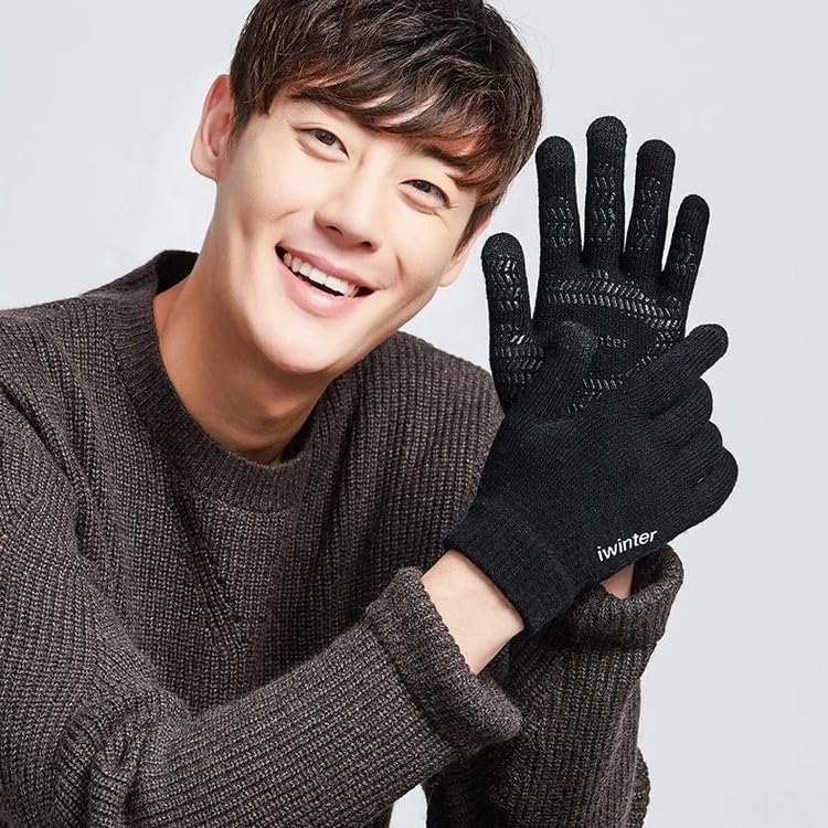 Richmen Winter Gloves for Women Fashion Knitted Hand Gloves | Soft Acrylic Wool Half Finger Warm Mitten Gloves for Boys and Girls Fingerless Rabbit Ears Glove (V Black) - Image 6