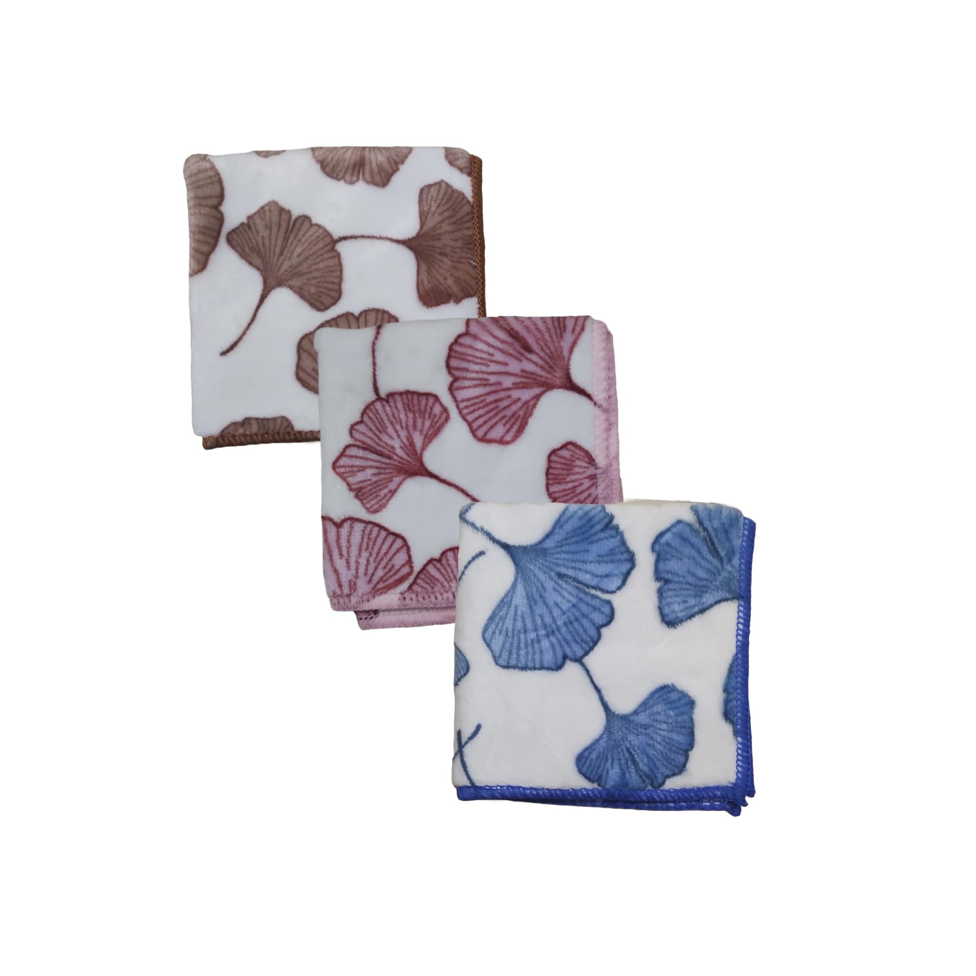 Microfiber Printed Women's & Kid's Handkerchief - Stylish Leaf Design Soft, Absorbent & Reusable Hanky for Women, Kids, & Newborn Babies | Daily Use Pocket Handkerchiefs Set of 3 (25x25 cm)