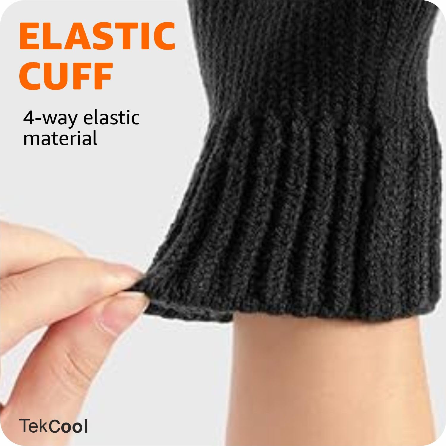 TEKCOOL Hand Gloves for Men & Women Winter Glove for Men Woolen Knitted for Women and Mens Thermal Wear Unisex Winter Warm Gloves for Womens Winters Wear Unisex Hands Glove for Driving - Black 1Pair - Image 2