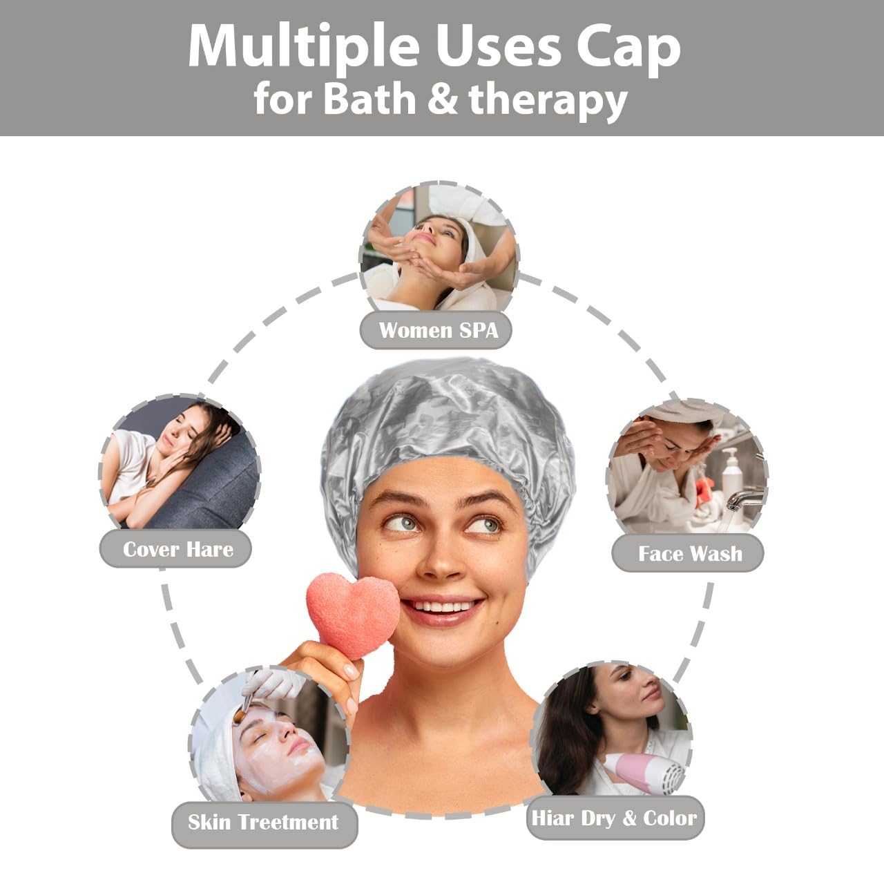 Zenittree Reusable Shower Cap (Set of 1) for Men & Women | Lightweight, Comfortable & Daily Uses Shower Caps | Eco-Friendly Bath Cap for Home, Hotel, Spa, Salon & Bathroom (Grey) - Image 8