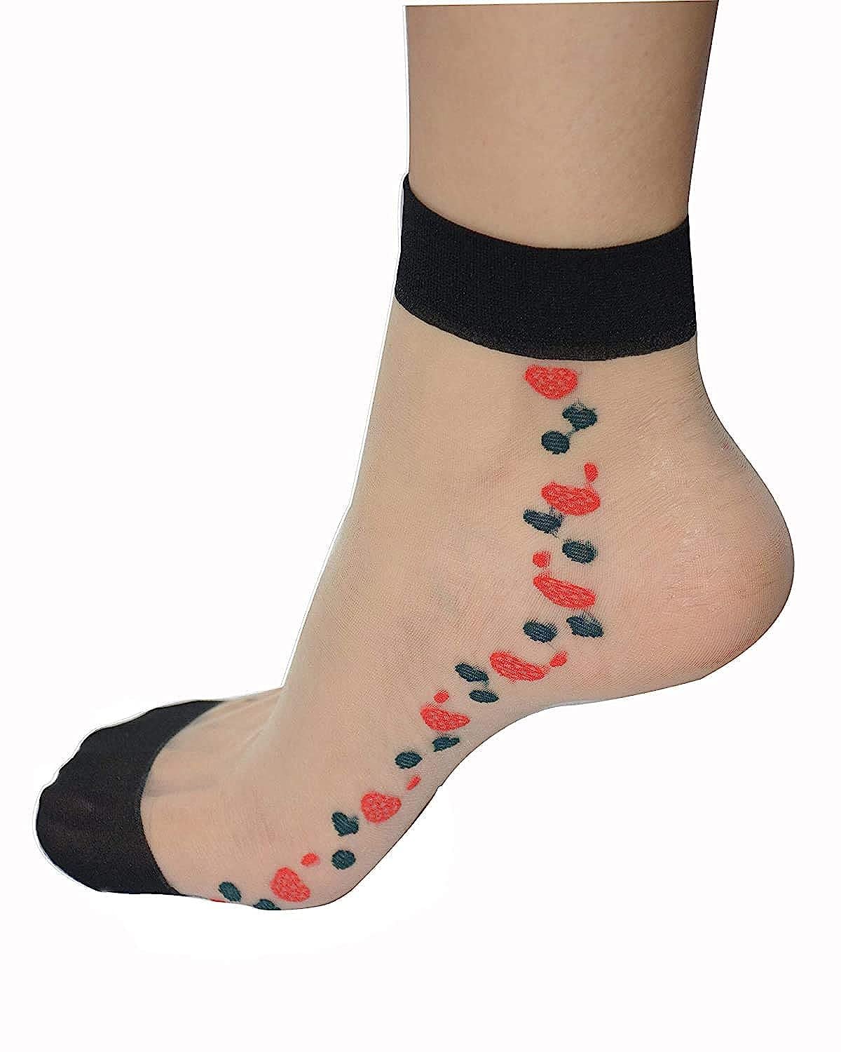 HRBS Ankle Ultra Thin Transparent Net Socks for Women with Thumb (Pack of 2) Nylon Printed Ankle Length Socks For Womens/Girls/Ladies- Note- Pattern or Design may vary - Image 6