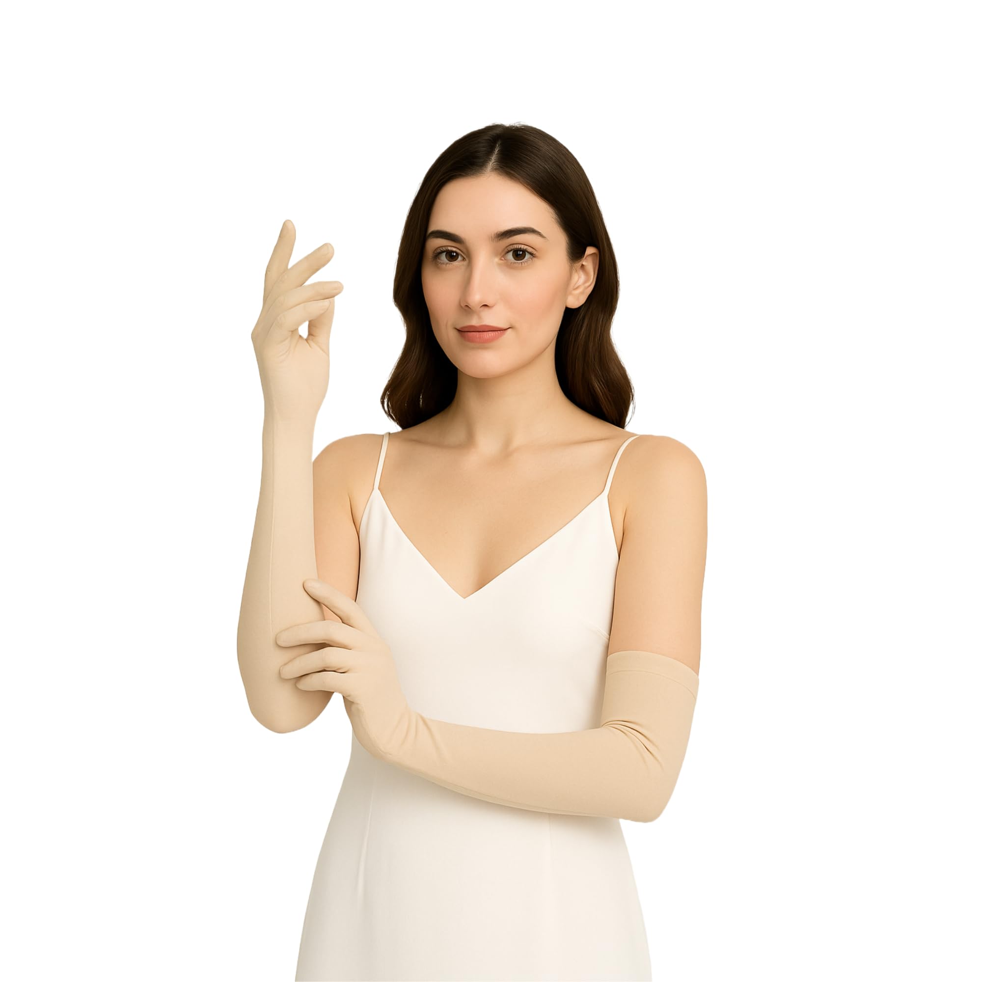 Women Cotton Full Hand Driving Gloves for Scooty & Bike Riding | UV Sun Protection Hand Gloves for Cycling, Hiking & Outdoor Activities | Dust, Pollution & Tanning Protection (Pack of 1) (Beige)