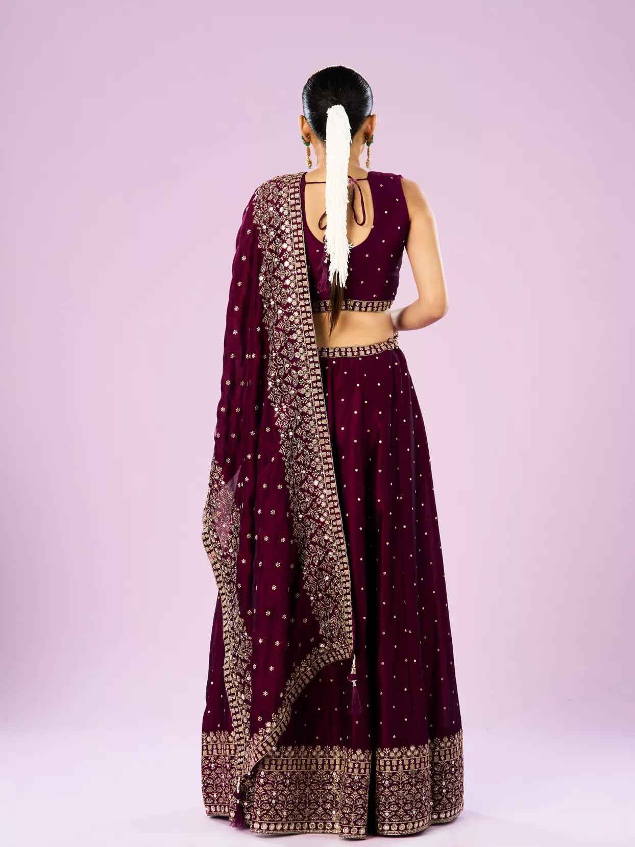 Wine Hued Elegance Lehenga with Intricate Detailing for ethnic Wear | Stylish Traditional Lehenga with Beautiful Embellished Work - Image 7