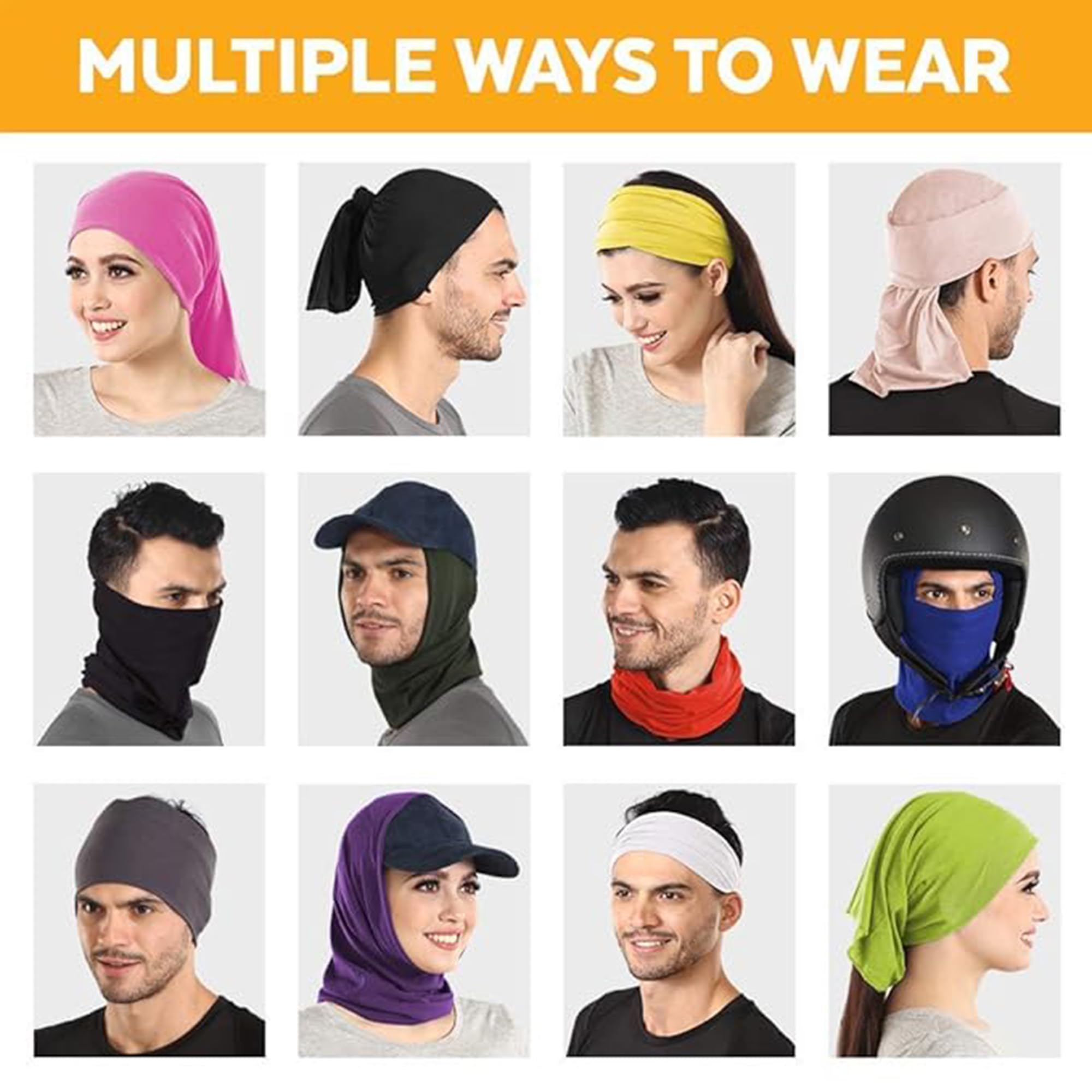 AL ADAM FASHION Headband/Wristband Elastic Bandana Cap/Face Mask Reusable Neck Gaiter/Warmer Scarf UV Protection Cover Sport Headwear/Wrap Skull Cap Hijab Tube for Men Women(Pack of 1) - Image 2