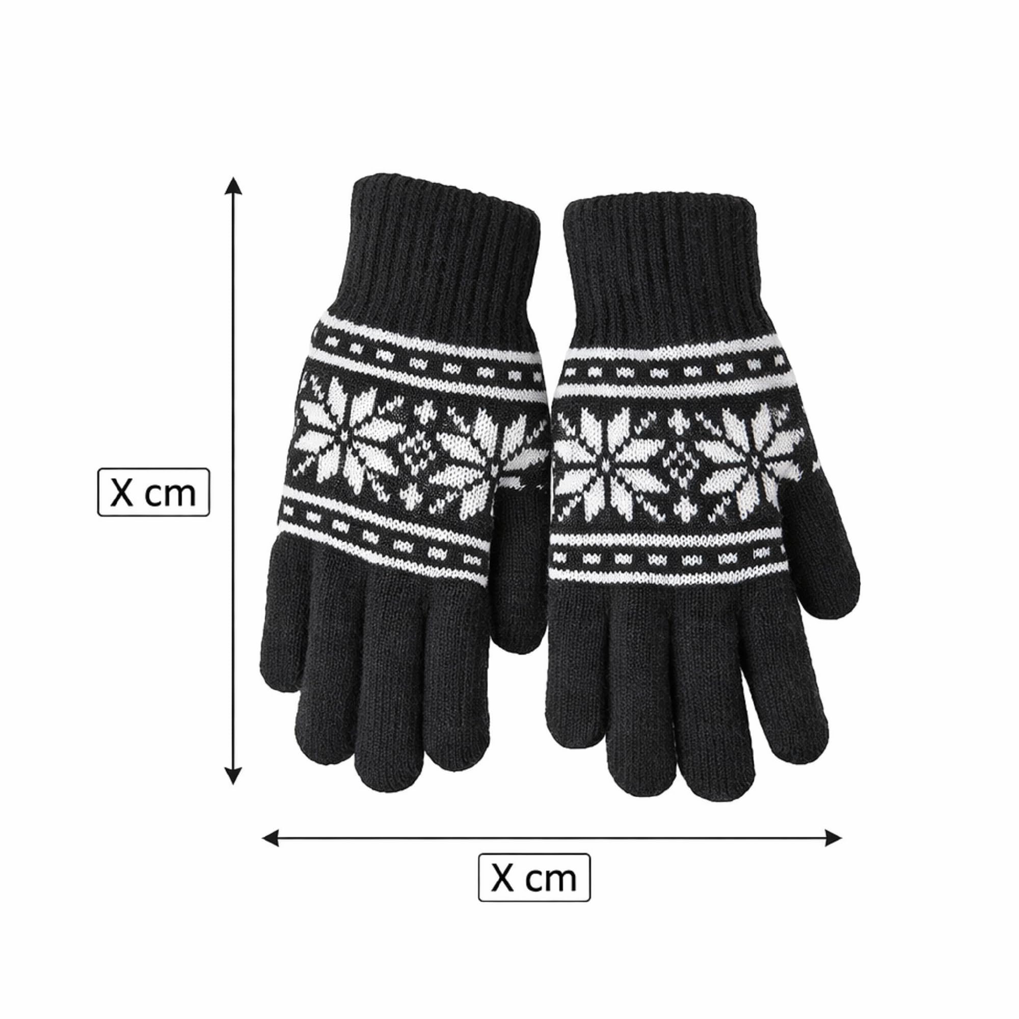 JALGRANTHA ENTERPRISES Knitted Winter Gloves for Adults – Full Finger Black Gloves with White Pattern Design - Image 4