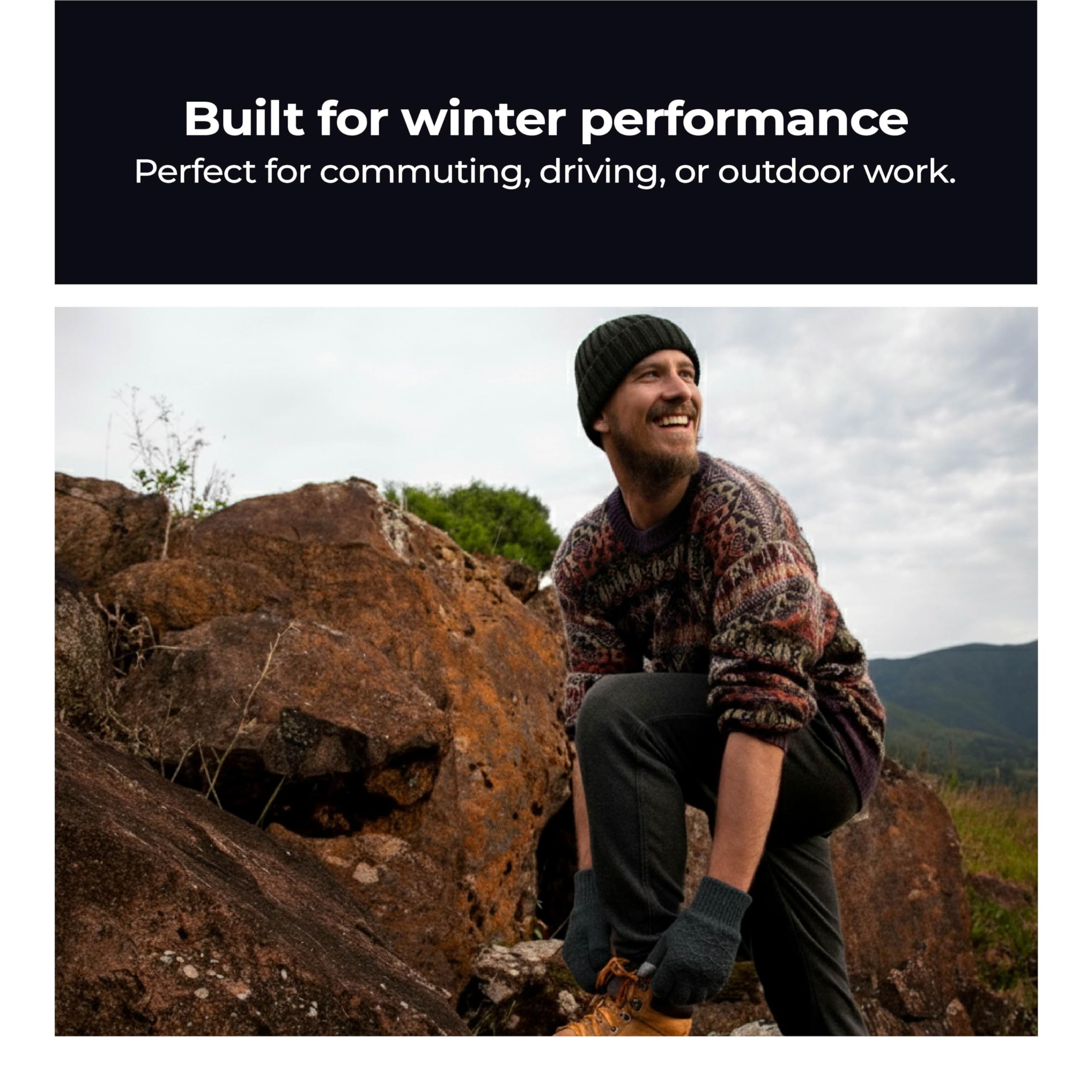 Lifelong Premium Winter Gloves for Men & Women | Super Soft Woolen Knitted Thermal Gloves | Elastic Touchscreen Gloves for Texting, Driving & Outdoor Activities | Warm Unisex Hand Gloves – Black - Image 4