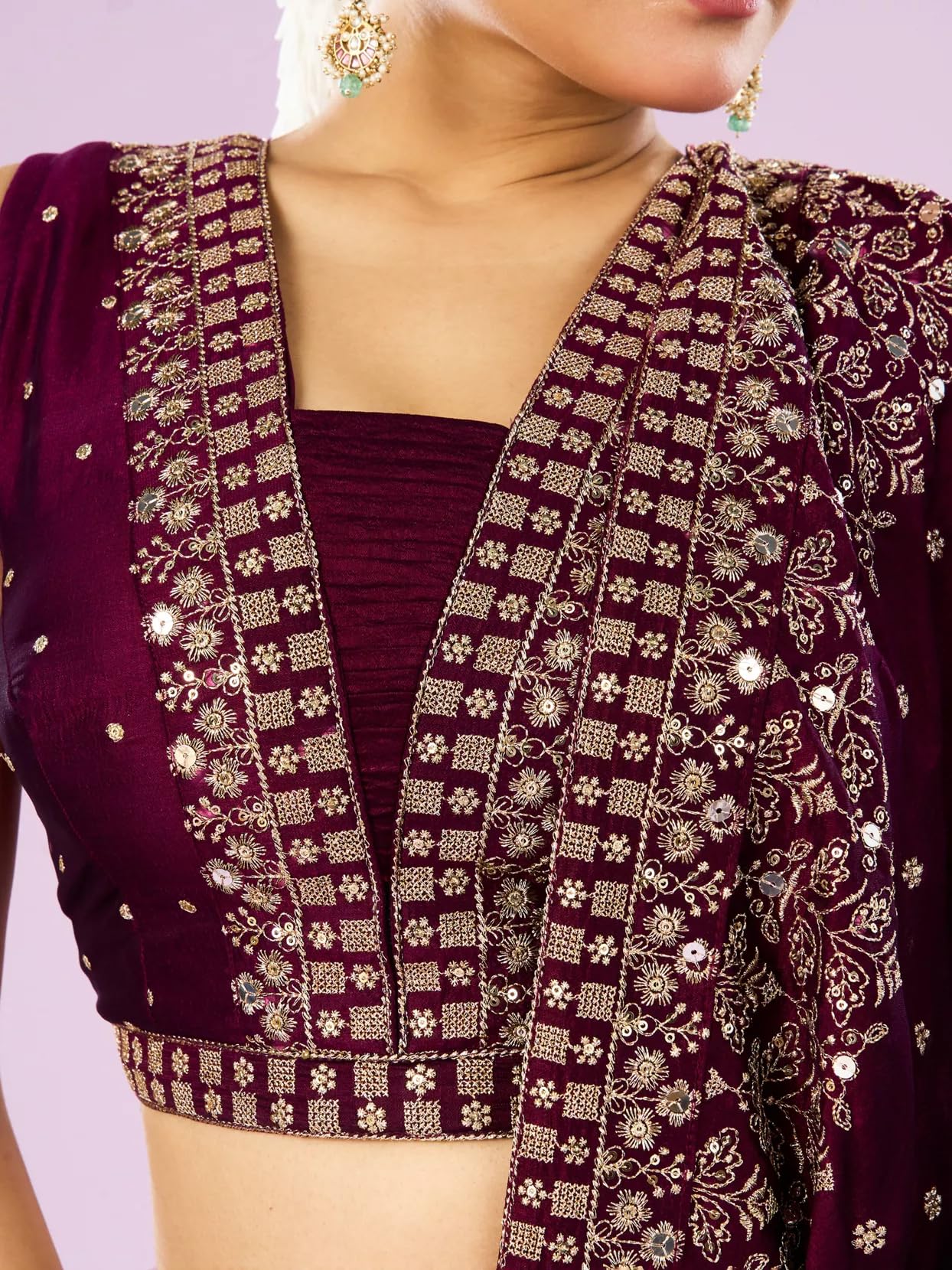 Wine Hued Elegance Lehenga with Intricate Detailing for ethnic Wear | Stylish Traditional Lehenga with Beautiful Embellished Work - Image 5