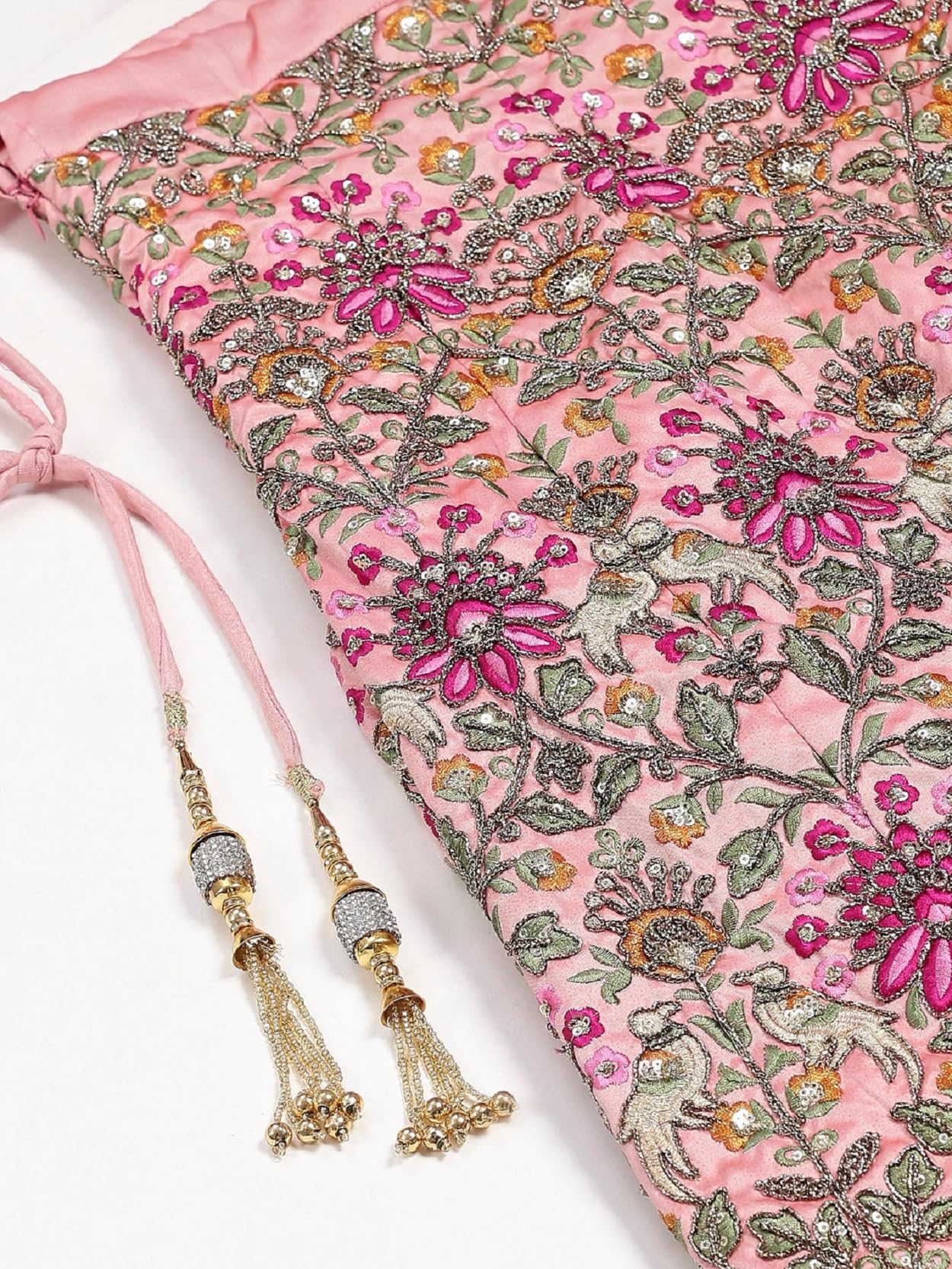 Divine Exim Women's Silk Semi Stitched Lehenga Choli with Dupatta | Heavy Embroidery Pattern | Traditional, Wedding, Ethnic Wear Lehenga (Pink) - Image 3