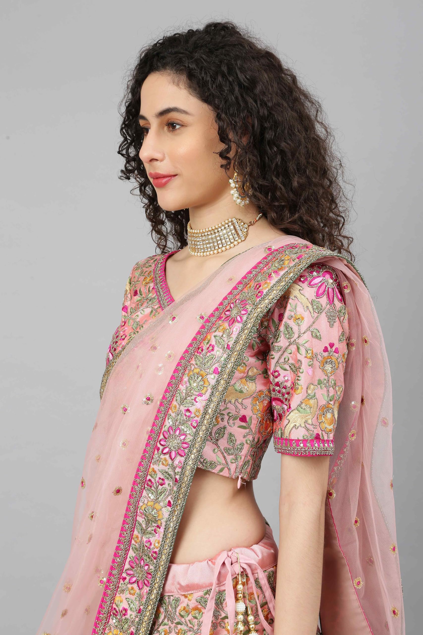 AG Clothing Women's Silk Semi Stitched Lehenga Choli With Dupatta | Heavy Embroidery Pattern | Traditional, Wedding, Ethnic Wear Lehenga (ZC-m7108-Pink) - Image 6