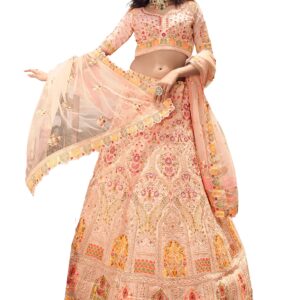 FUSIONIC Dazzling Pink Color Zari Resham and Dori Work Lehenga Choli For Women