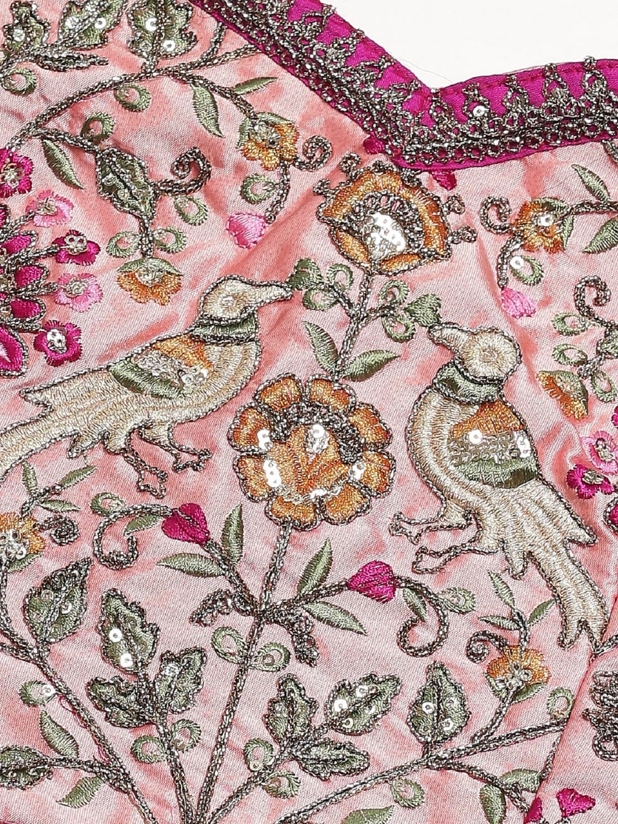 Divine Exim Women's Silk Semi Stitched Lehenga Choli with Dupatta | Heavy Embroidery Pattern | Traditional, Wedding, Ethnic Wear Lehenga (Pink) - Image 4