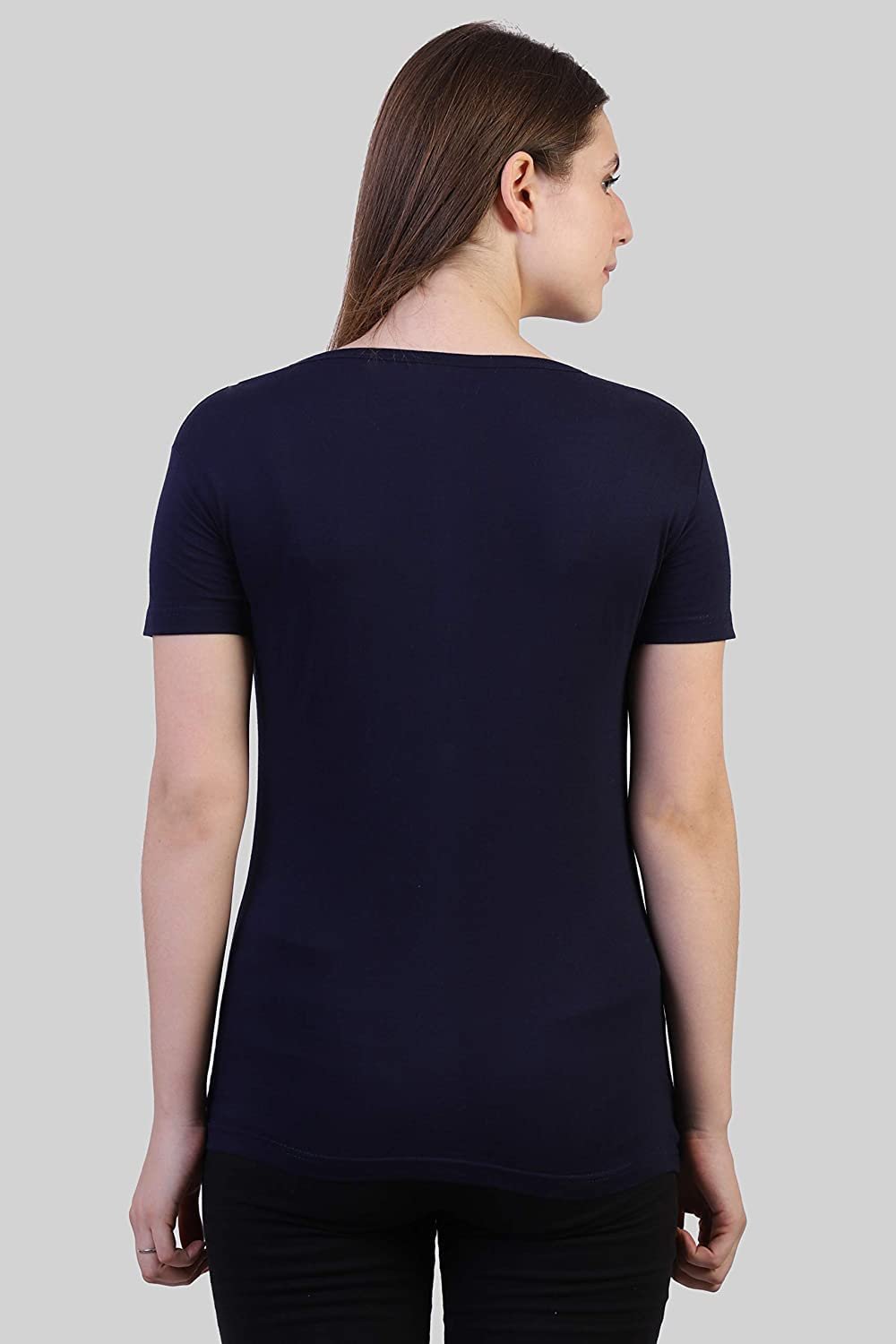 InstaCrysta Women's T-Shirt, V-Neck Half Sleeve Cotton Crystal Work Stone Size (S-4XL)