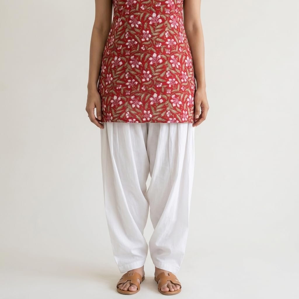 Women's Cotton Blend Short Kurti Tunic Top | Sleeveless Floral Print Ethnic Top for Women | Casual Kurti to Pair with Jeans, Trousers & Palazzos (in, Alpha) Blue - Image 6